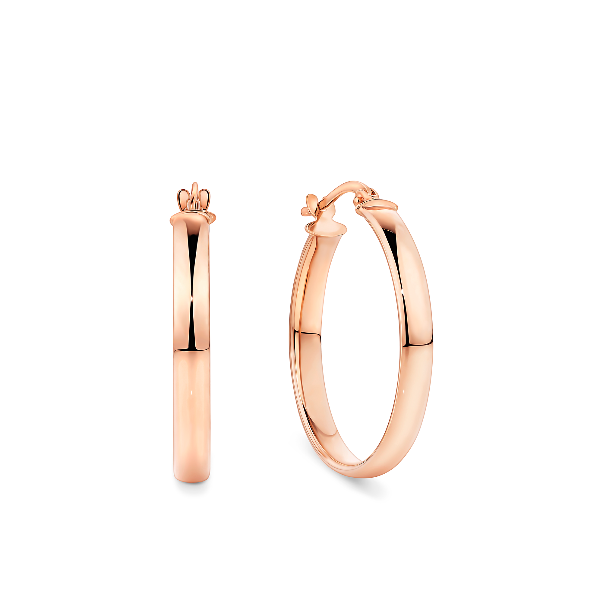 9ct 2024 Bi Colour Rose & White Gold 15x10mm Flat Interlocked Double Oval Hoop Earrings - Real 9K Gold