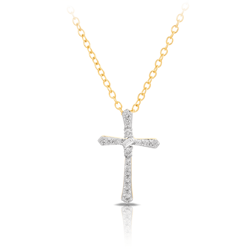 Yellow and white gold deals cross pendant