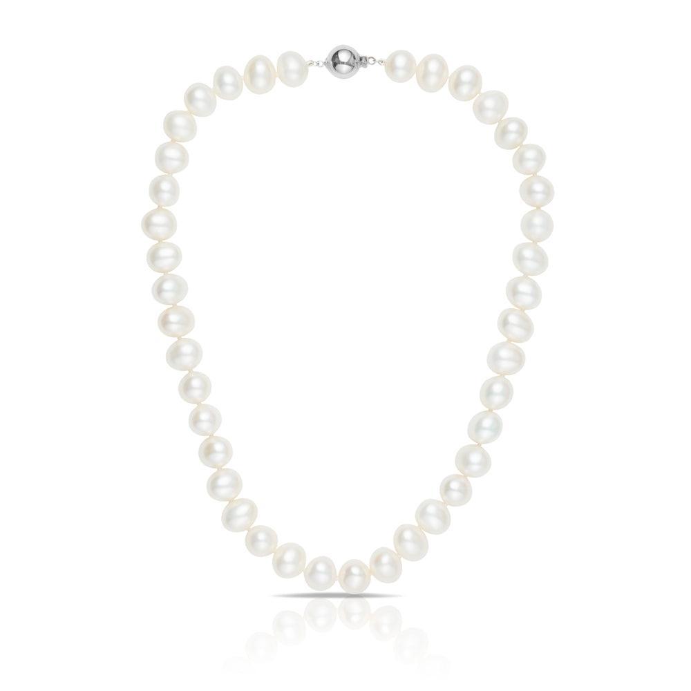 Pearl Strand Necklace in Sterling Silver with Diamonds
