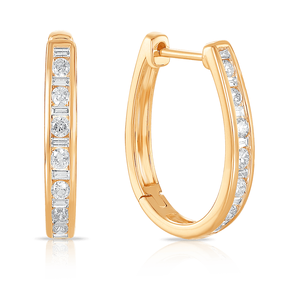 0.50ct TDW Diamond Huggie Hoop Earrings in 9ct Yellow Gold