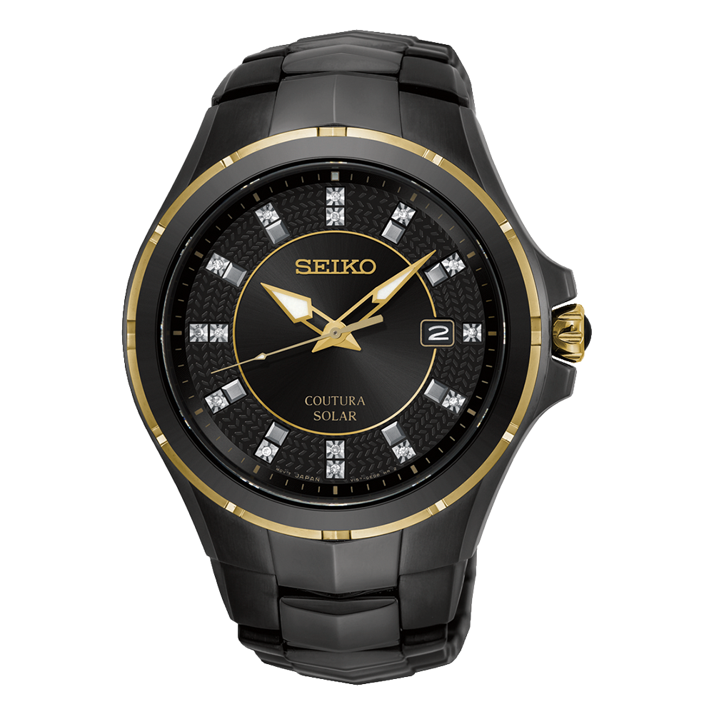 Seiko Coutura Men's 42.50mm Black PVD Solar Watch SNE506P-9