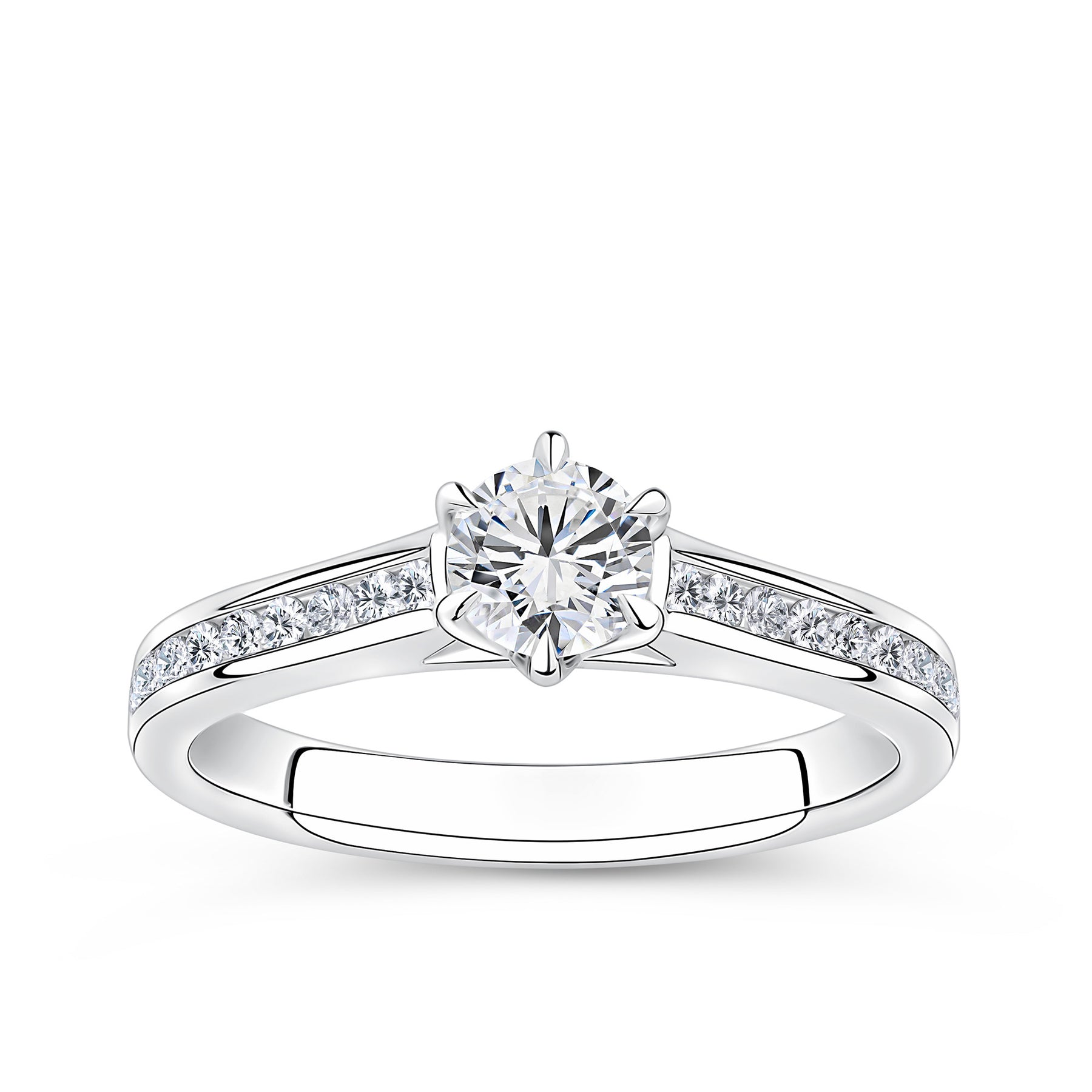 0.70ct Diamond Solitaire Engagement Ring in 18ct White Gold