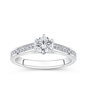 0.70ct Diamond Solitaire Engagement Ring in 18ct White Gold