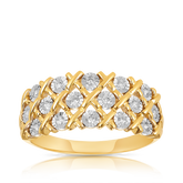 Diamond Dress Ring in 9ct Yellow and White Gold TGW 0.15ct