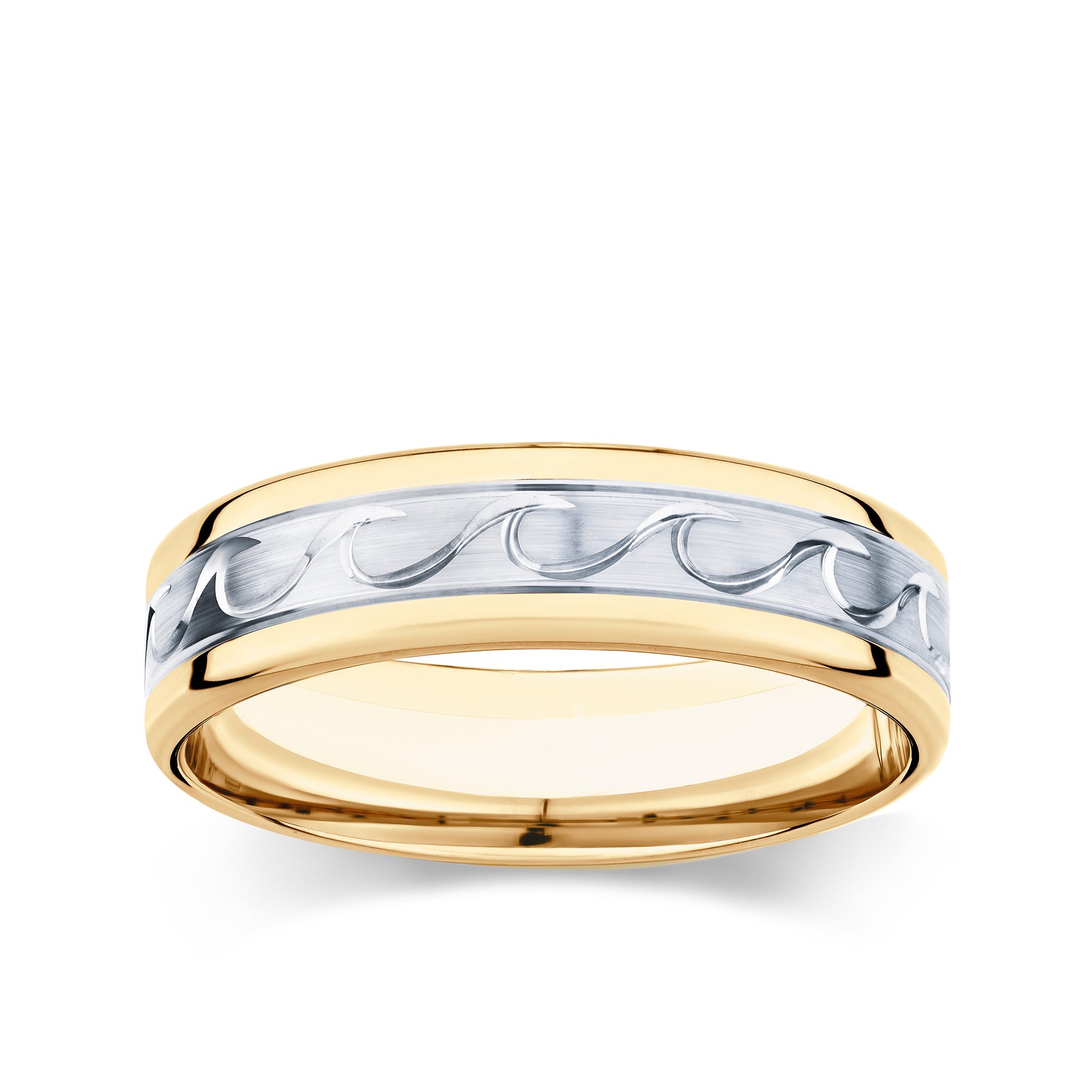 Men's Wedding Band in 9ct White and Yellow Gold