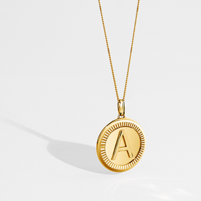 Initial Round Pendant in Solid 9ct Yellow Gold