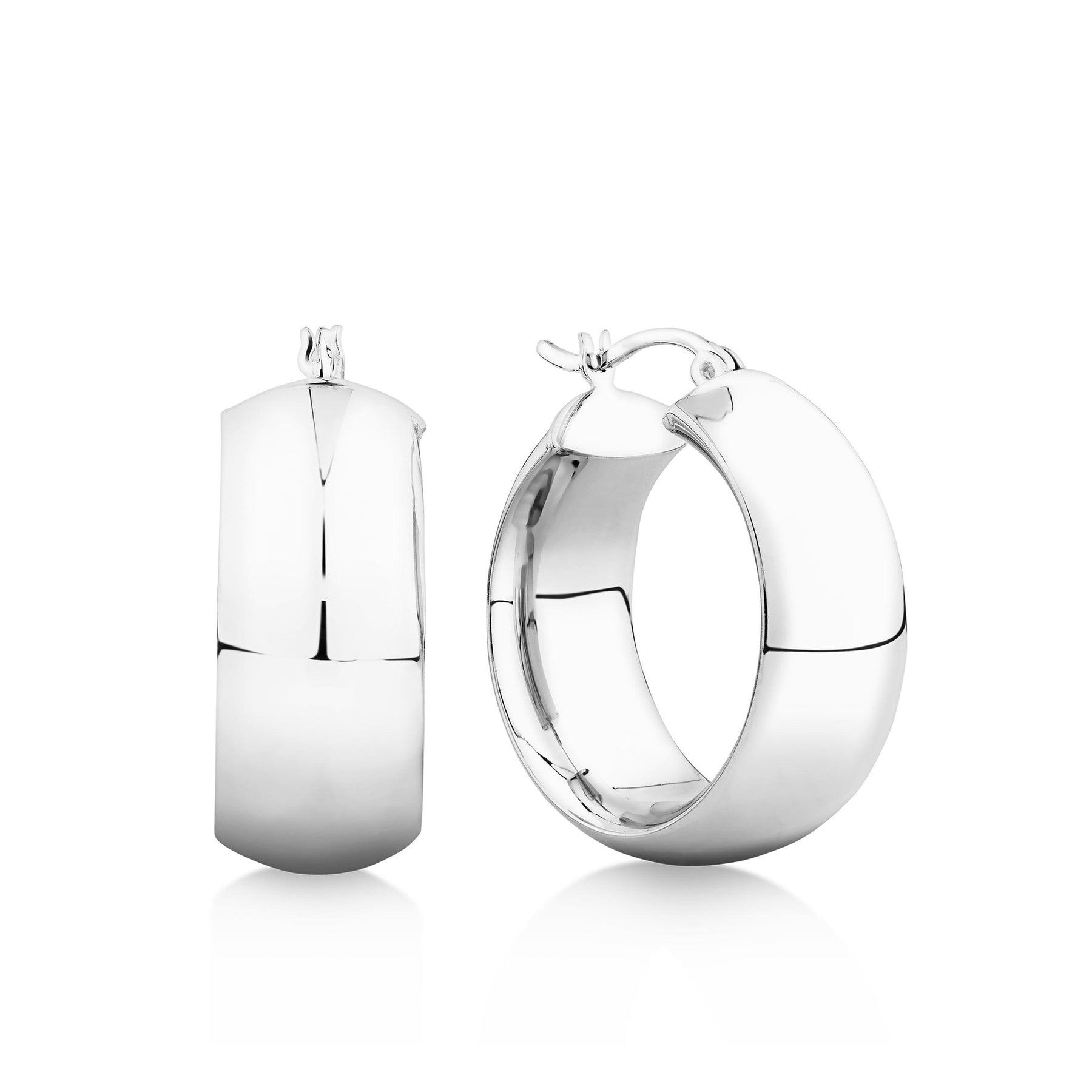 Chunky Polished Hoop Earrings in Sterling Silver