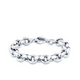 Hollow Chunky Medium Link Bracelet in Sterling Silver