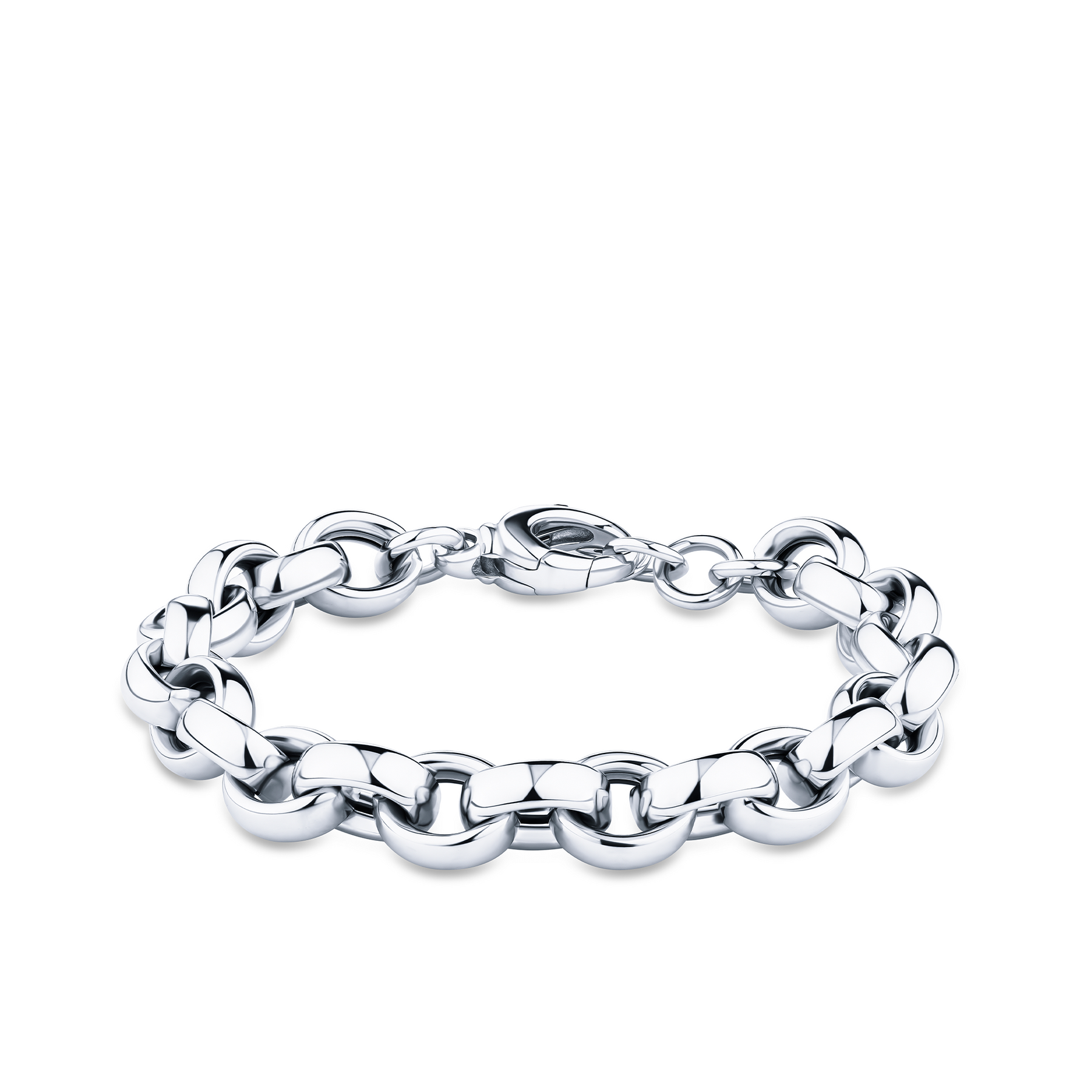 Hollow Chunky Medium Link Bracelet in Sterling Silver