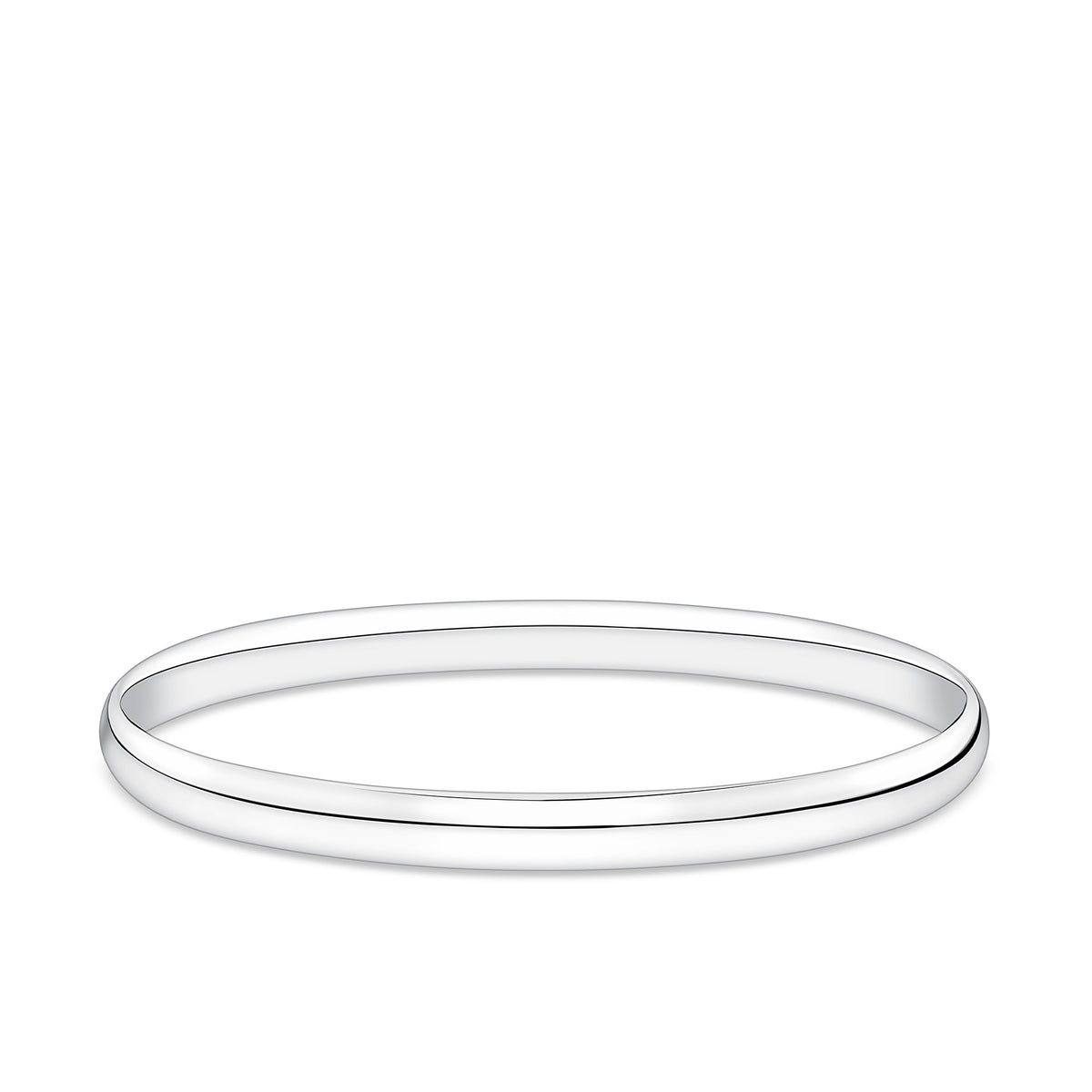 Solid Oval Bangle in Sterling Silver