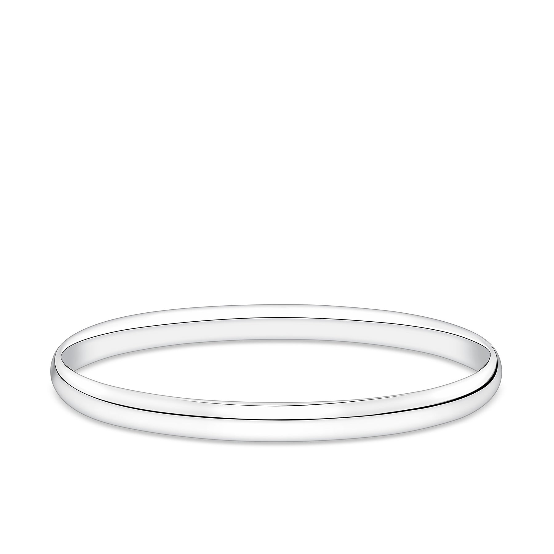 Solid Oval Bangle in Sterling Silver