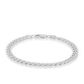 Solid Curb Link Bracelet Sterling Silver Rhodium Plate