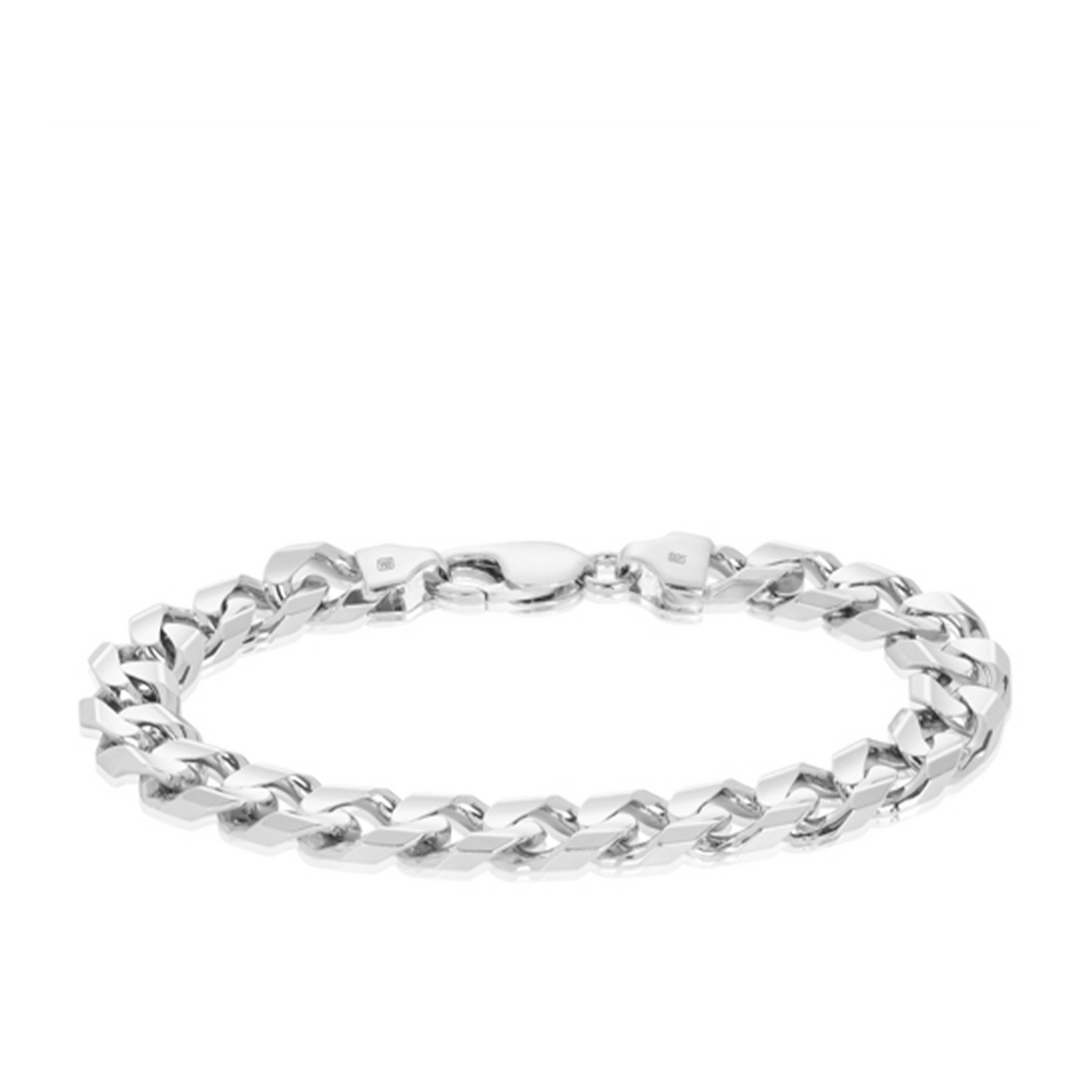 Solid Bevelled Bracelet in Sterling Silver Rhodium Plate