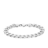 Solid Bevelled Bracelet in Sterling Silver Rhodium Plate