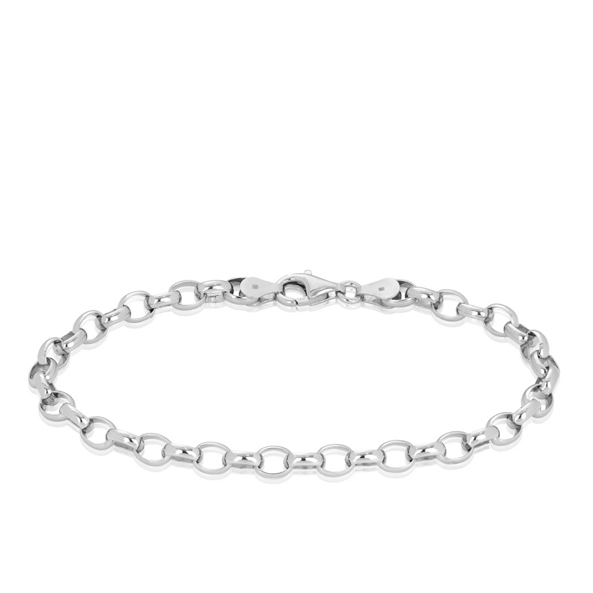 Solid Bevelled Bracelet in Sterling Silver Rhodium Plate