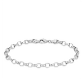 Solid Bevelled Bracelet in Sterling Silver Rhodium Plate