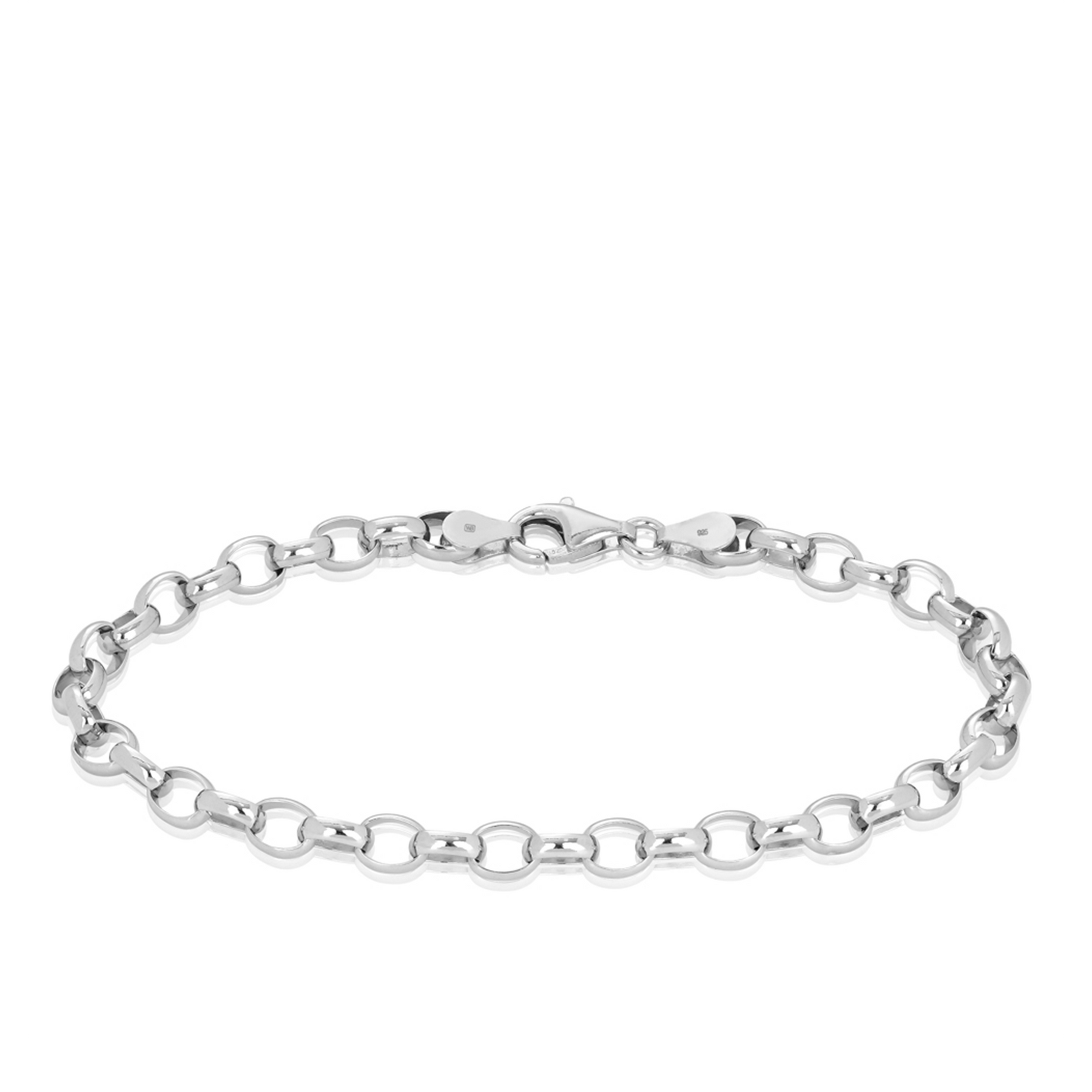 Solid Bevelled Bracelet in Sterling Silver Rhodium Plate