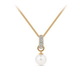 Freshwater Pearl and Cubic Zirconia Pendant in 9ct Yellow Gold