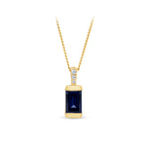 Created Sapphire & Diamond Pendant in 9ct Yellow Gold