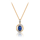 Sapphire & Diamond Oval Pendant in 9ct Yellow Gold