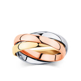 Three Tone Russian Band Ring in 9ct Yellow, White & Rose Gold