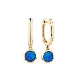 Triplet Opal Drop Earrings in 9ct Yellow Gold