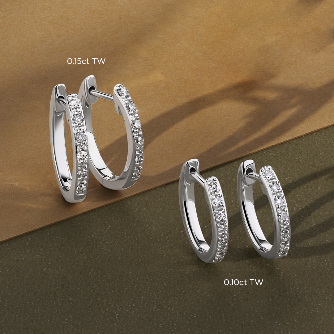 I Treasure® Diamond and Sterling Silver Huggie Earrings