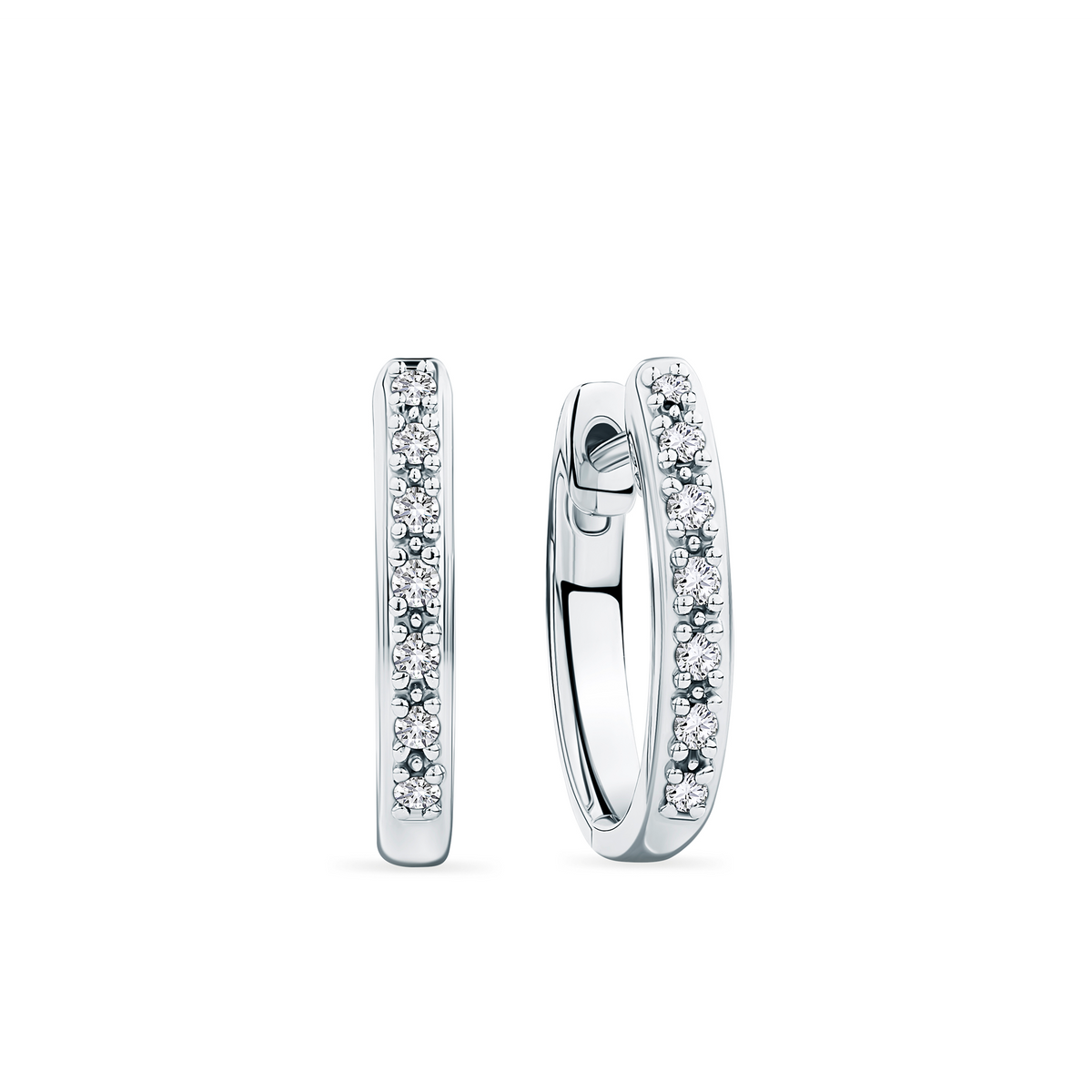 I Treasure® Diamond and Sterling Silver Huggie Earrings