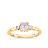 Moonstone and Diamond Trilogy Ring in 9ct Yellow Gold