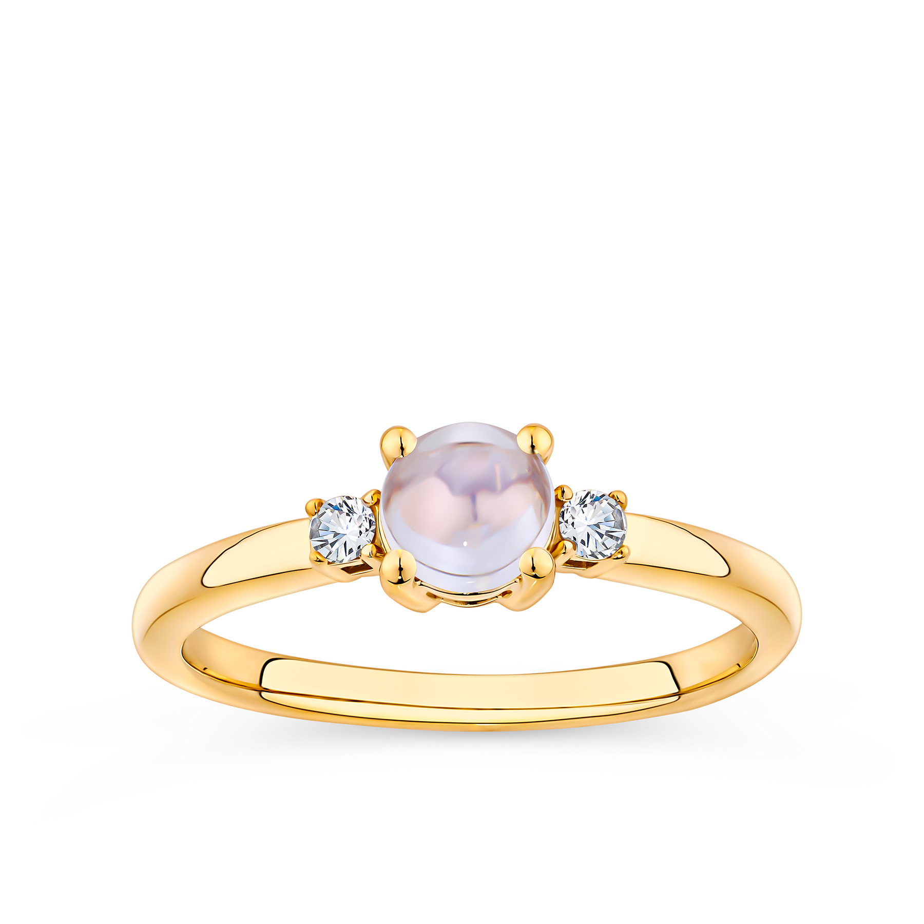 Moonstone and Diamond Trilogy Ring in 9ct Yellow Gold