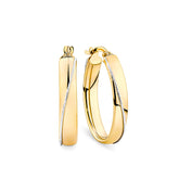 Diamond Cut Oval Hoop Earrings in 9ct Yellow Gold