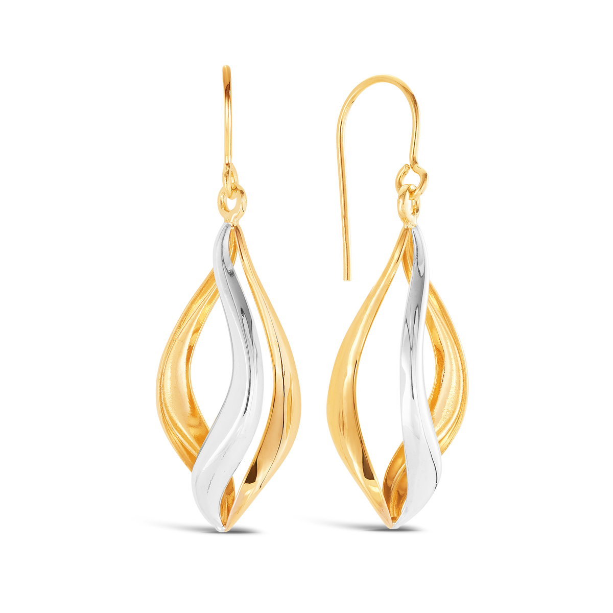 Drop Earrings in 9ct Yellow and White Gold