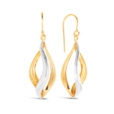 Drop Earrings in 9ct Yellow and White Gold