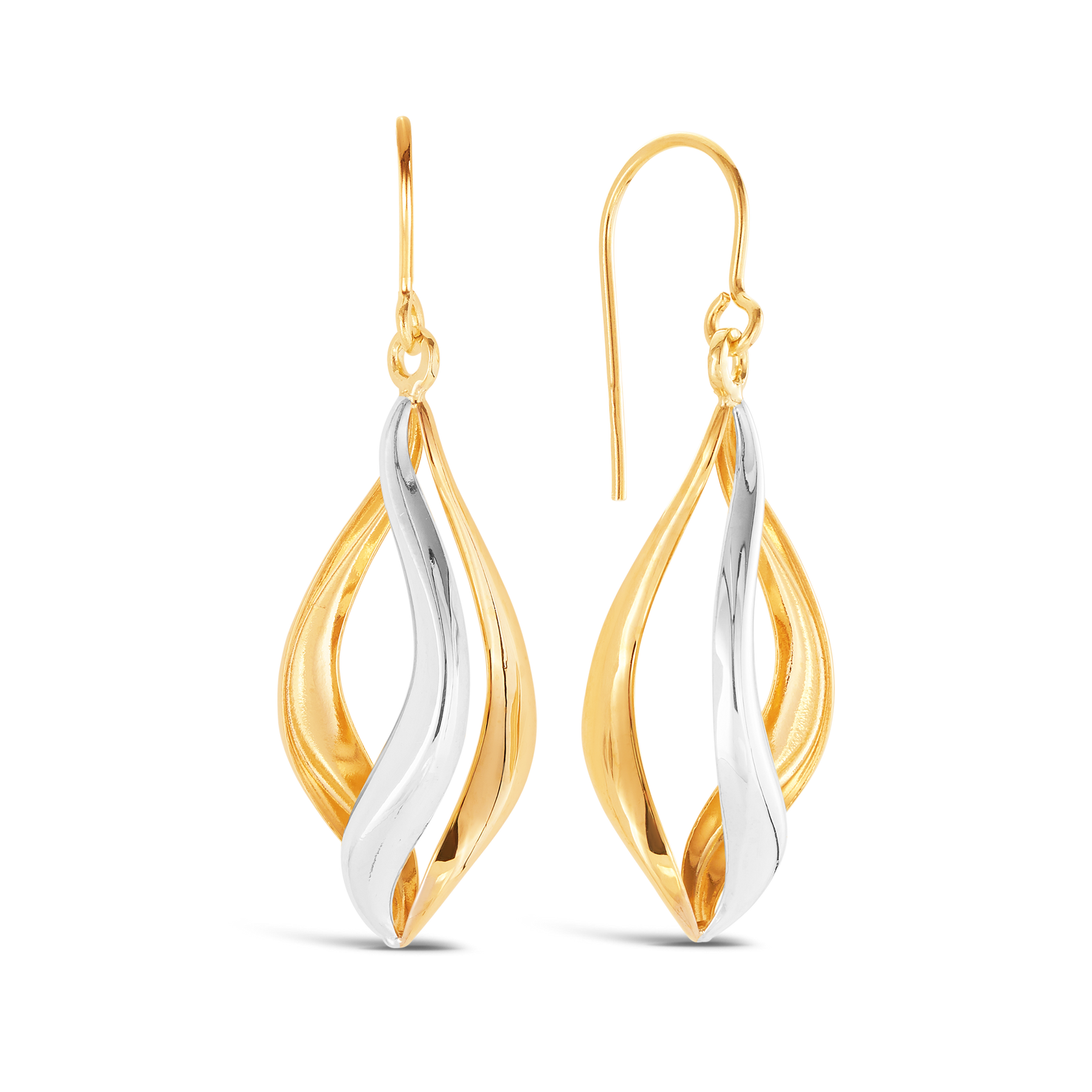 Drop Earrings in 9ct Yellow and White Gold