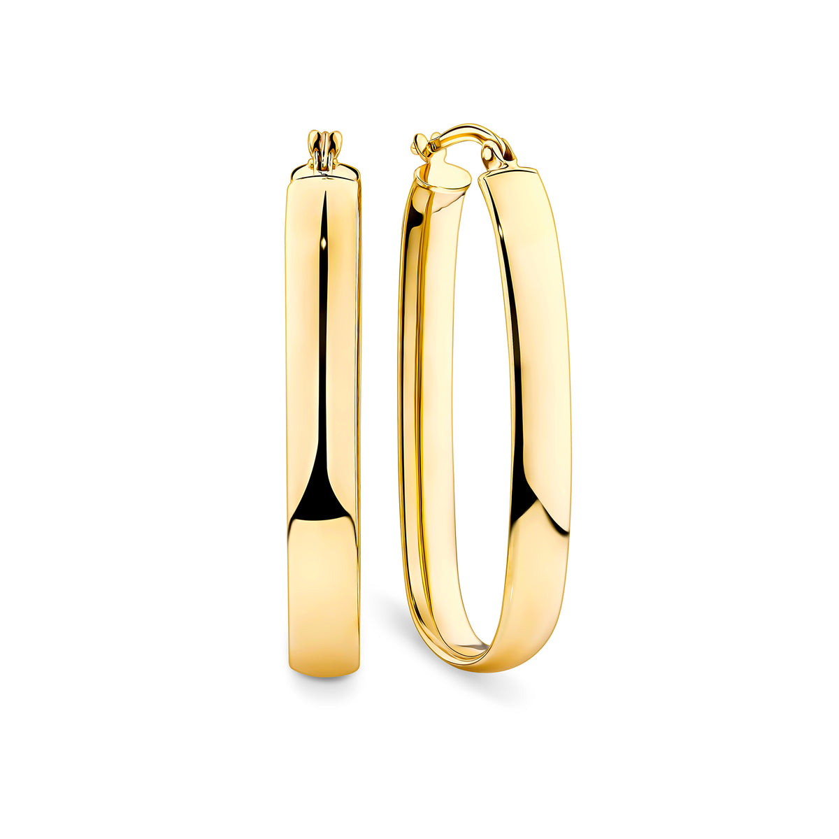 Oblong Hoop Earrings in 9ct Yellow Gold