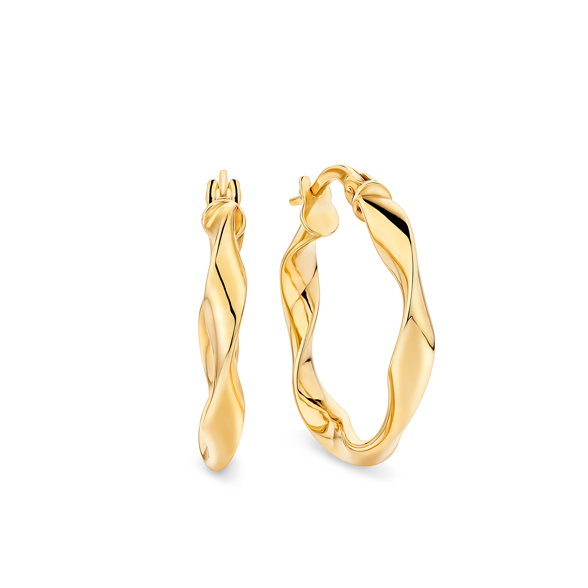 Ribbon Twist Hoop Earrings in 9ct Yellow Gold