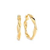 Ribbon Twist Hoop Earrings in 9ct Yellow Gold