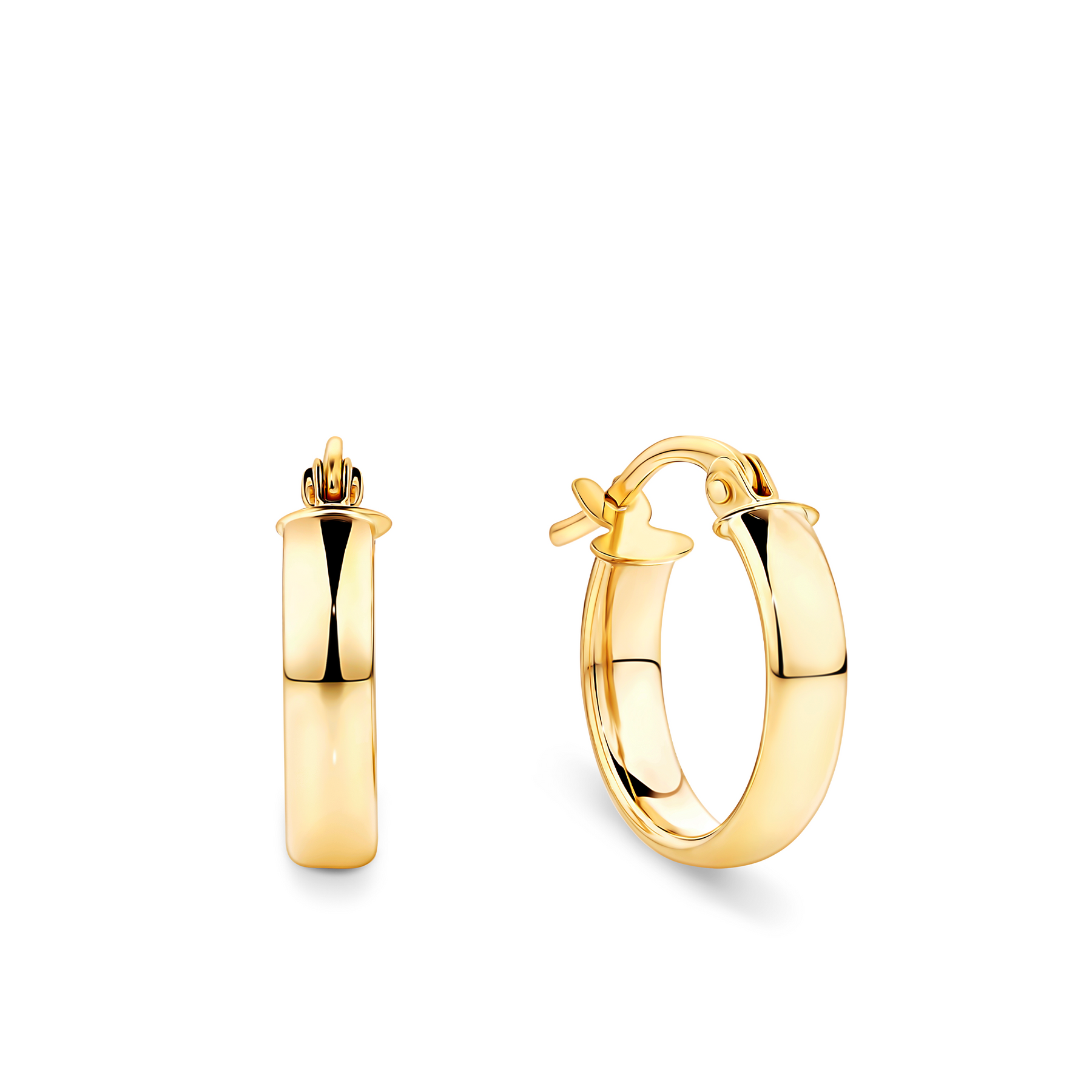 Flat Round Hoop Earrings in 9ct Yellow Gold