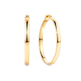 Flat Round Hoop Earrings in 9ct Yellow Gold