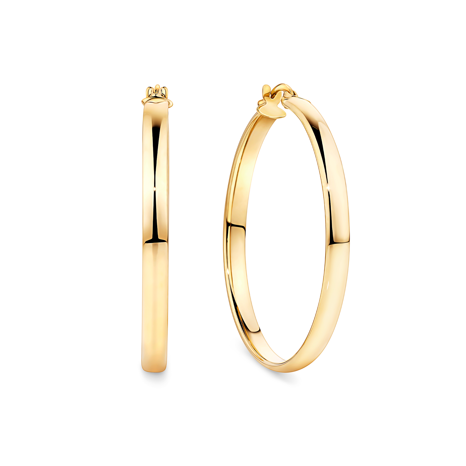 Flat Round Hoop Earrings in 9ct Yellow Gold