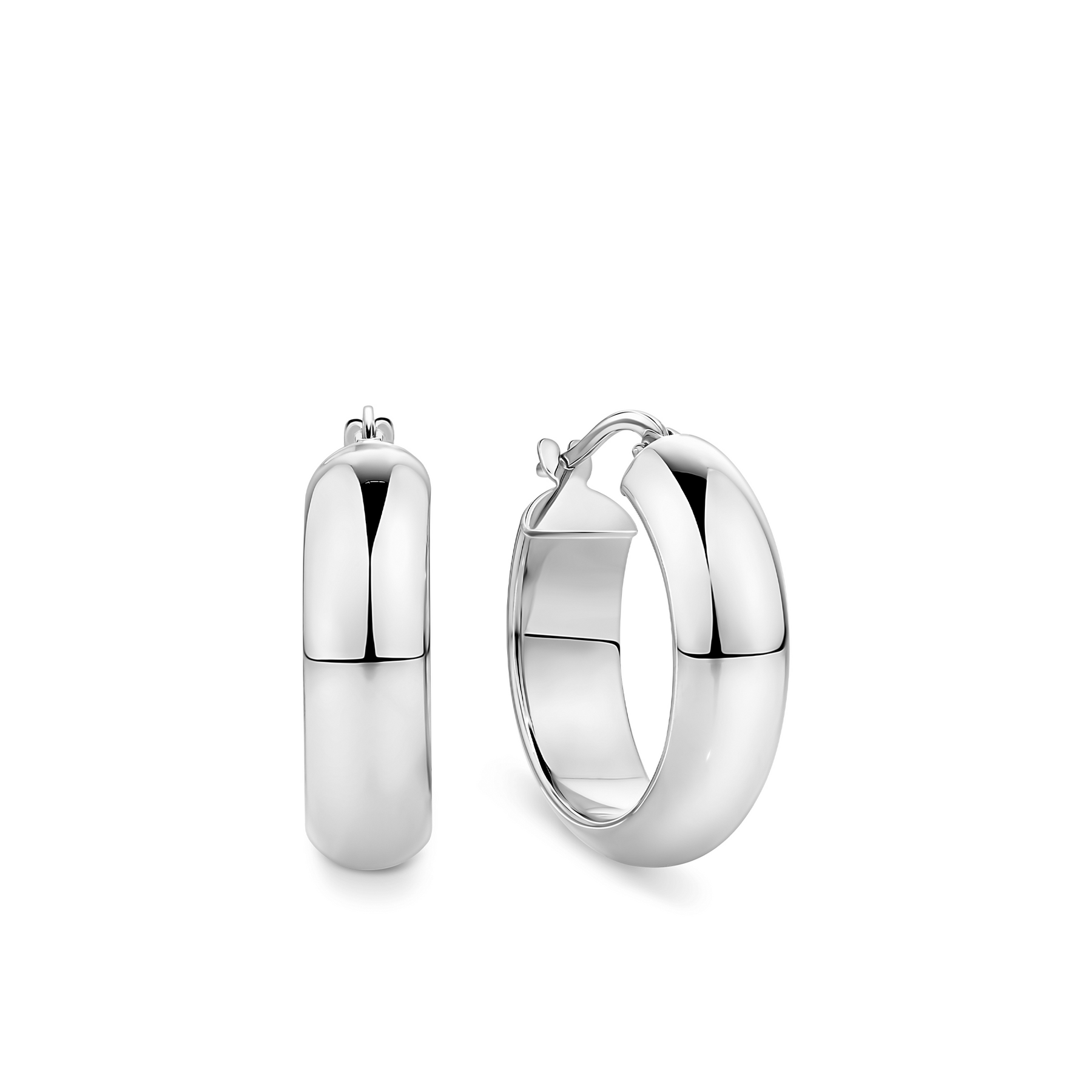 Round Hoop Earrings in 9ct White Gold