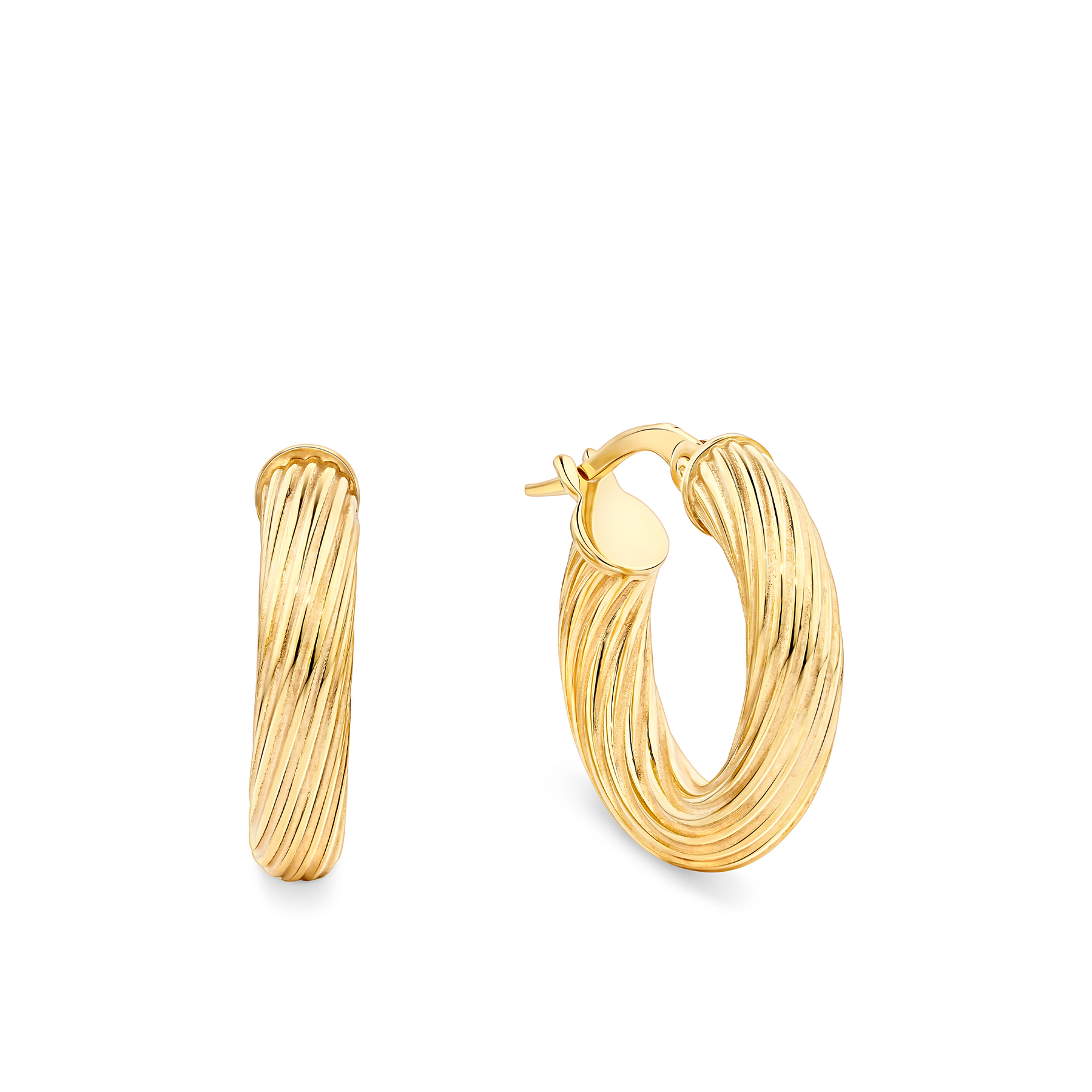 Fine Twist Hoop Earrings in 9ct Yellow Gold