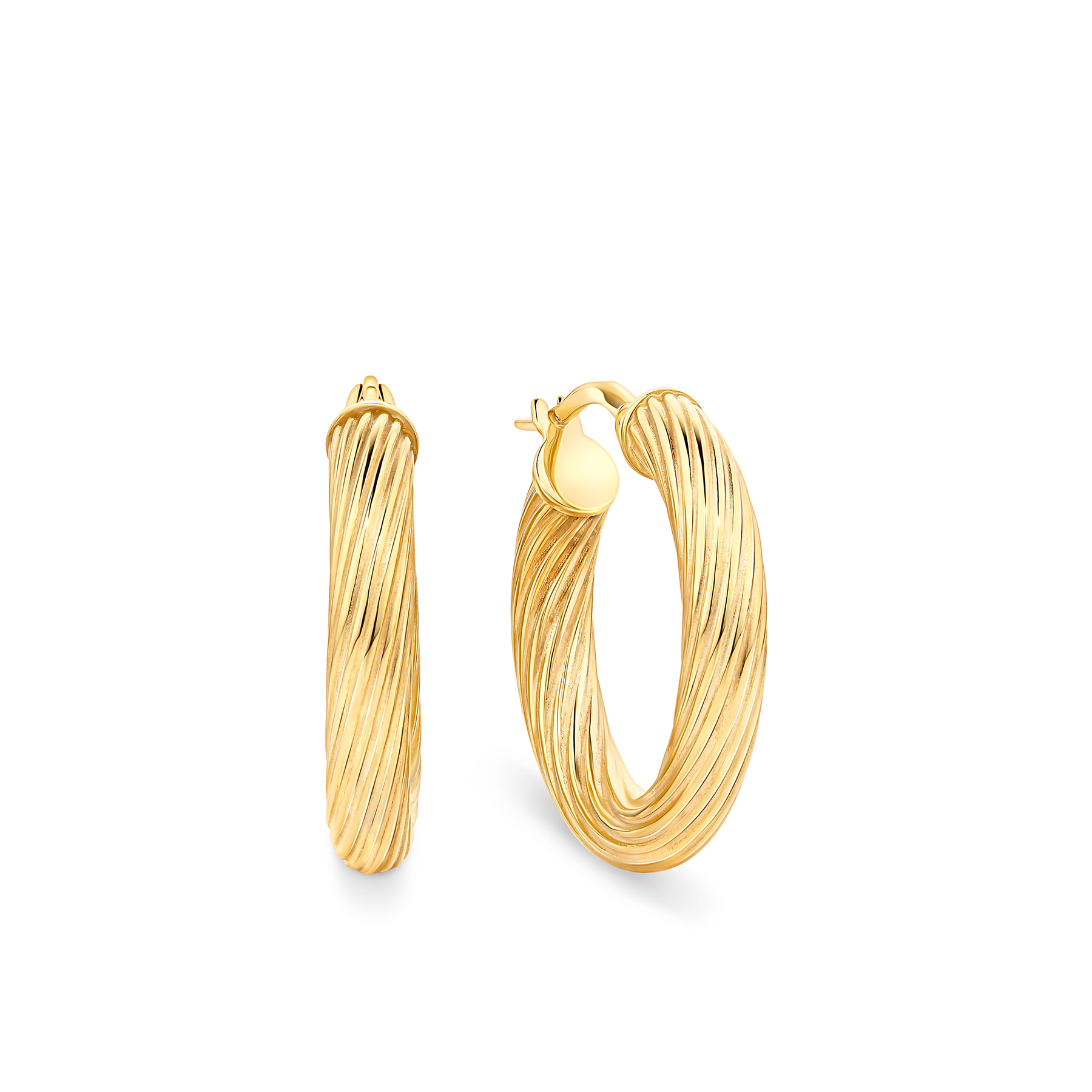 Fine Twist Hoop Earrings in 9ct Yellow Gold