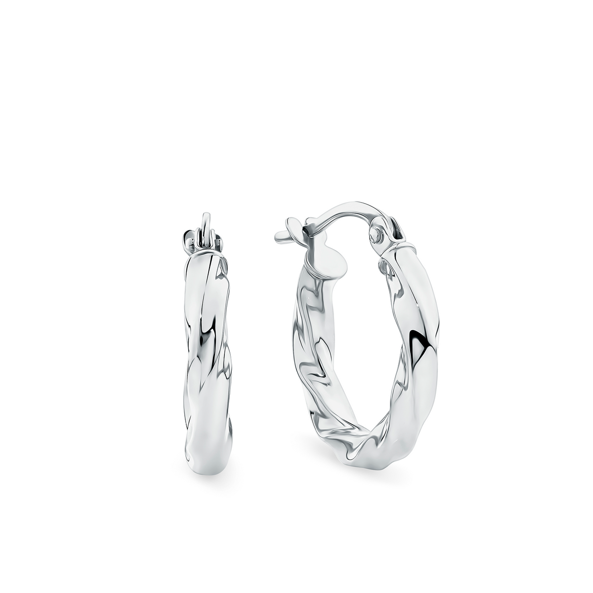 Twist Hoop Earrings in 9ct White Gold