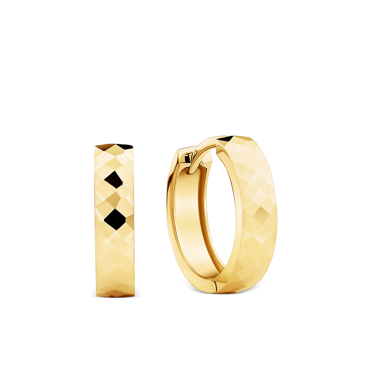 Diamond Cut Huggie Earrings in 9ct Yellow Gold