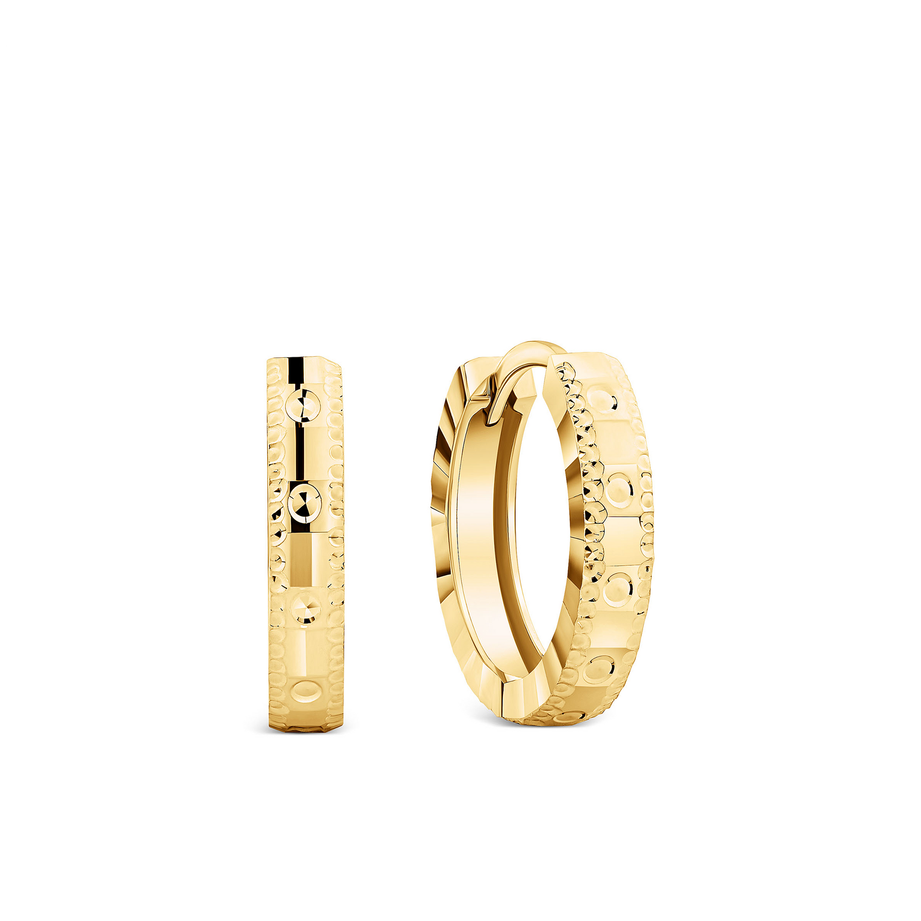 Diamond Cut Huggie Earrings in 9ct Yellow Gold