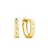 Oval Diamond Cut Huggie Earrings in 9ct Yellow Gold