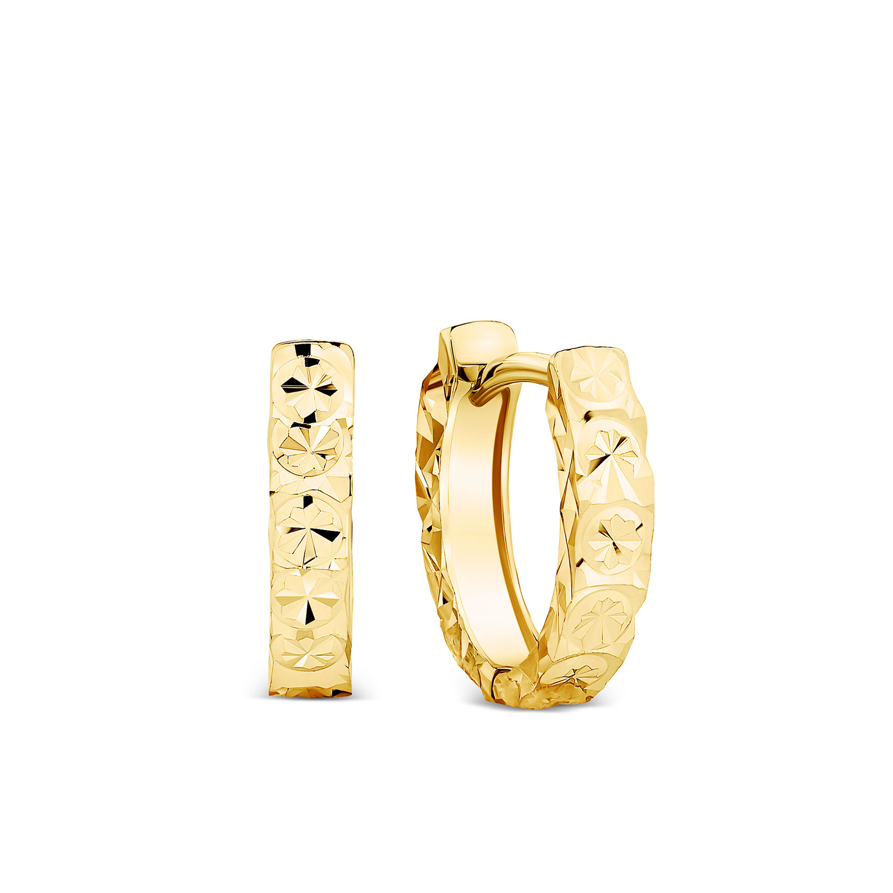 Oval Diamond Cut Huggie Earrings in 9ct Yellow Gold