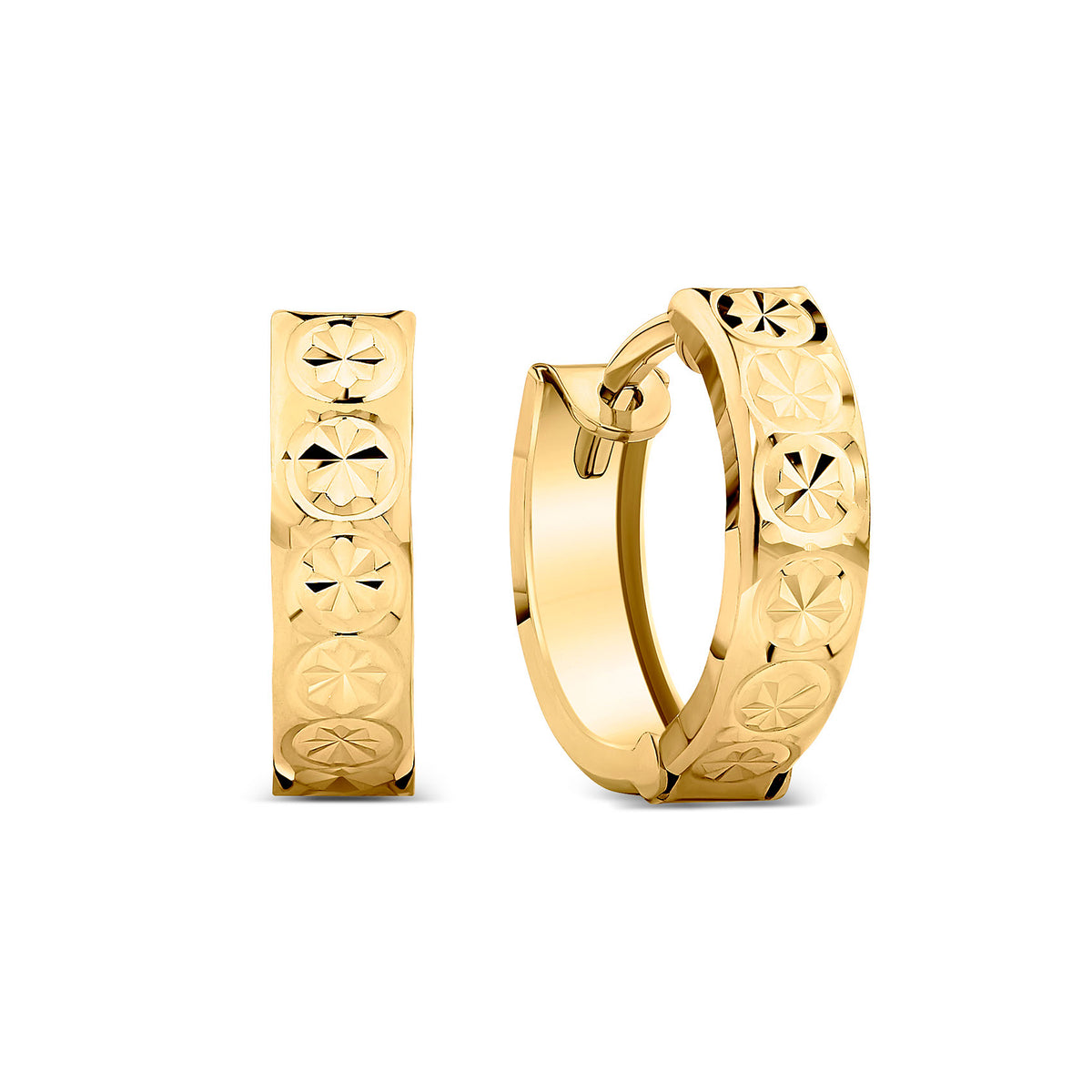 Diamond Cut Huggie Earrings in 9ct Yellow Gold