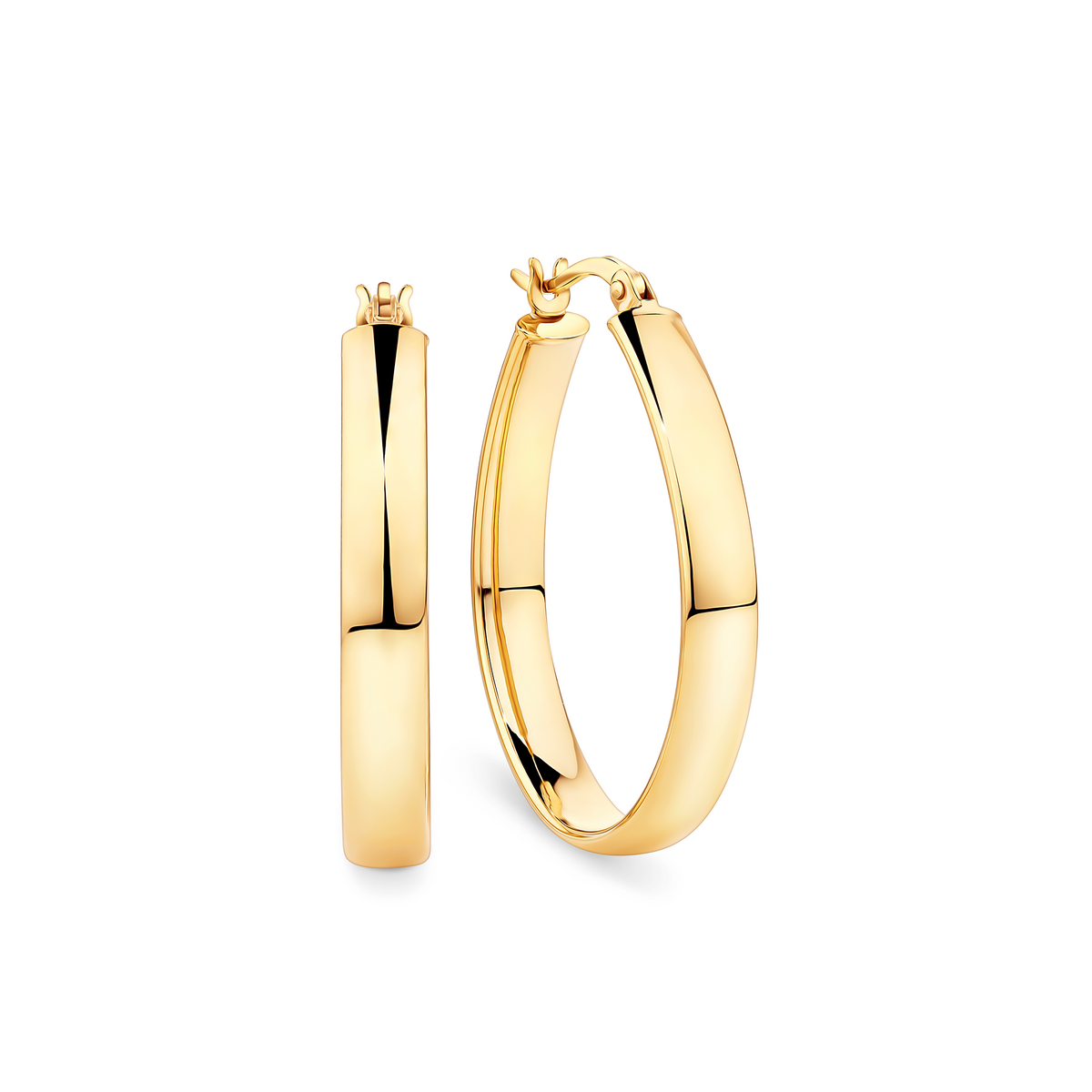 Oval Hoop Earrings in 9ct Yellow Gold